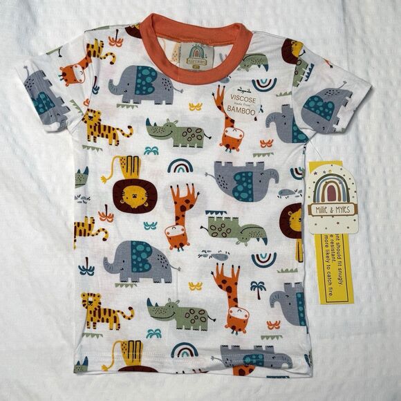 NWT  Millie & Myles Zoo Animals Print Soft Bamboo 2pc Pajamas Set Size 2T And 4T - Picture 3 of 8